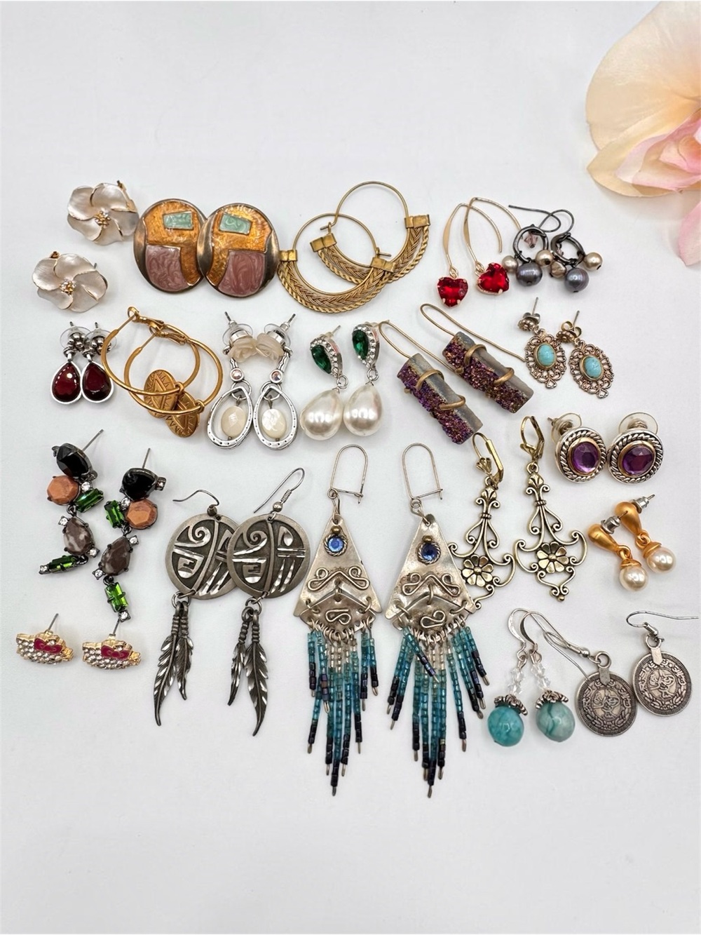 Pierced Earring Lot Costume Jewelry Mixed Styles Vintage To Now Reseller 20 Pair